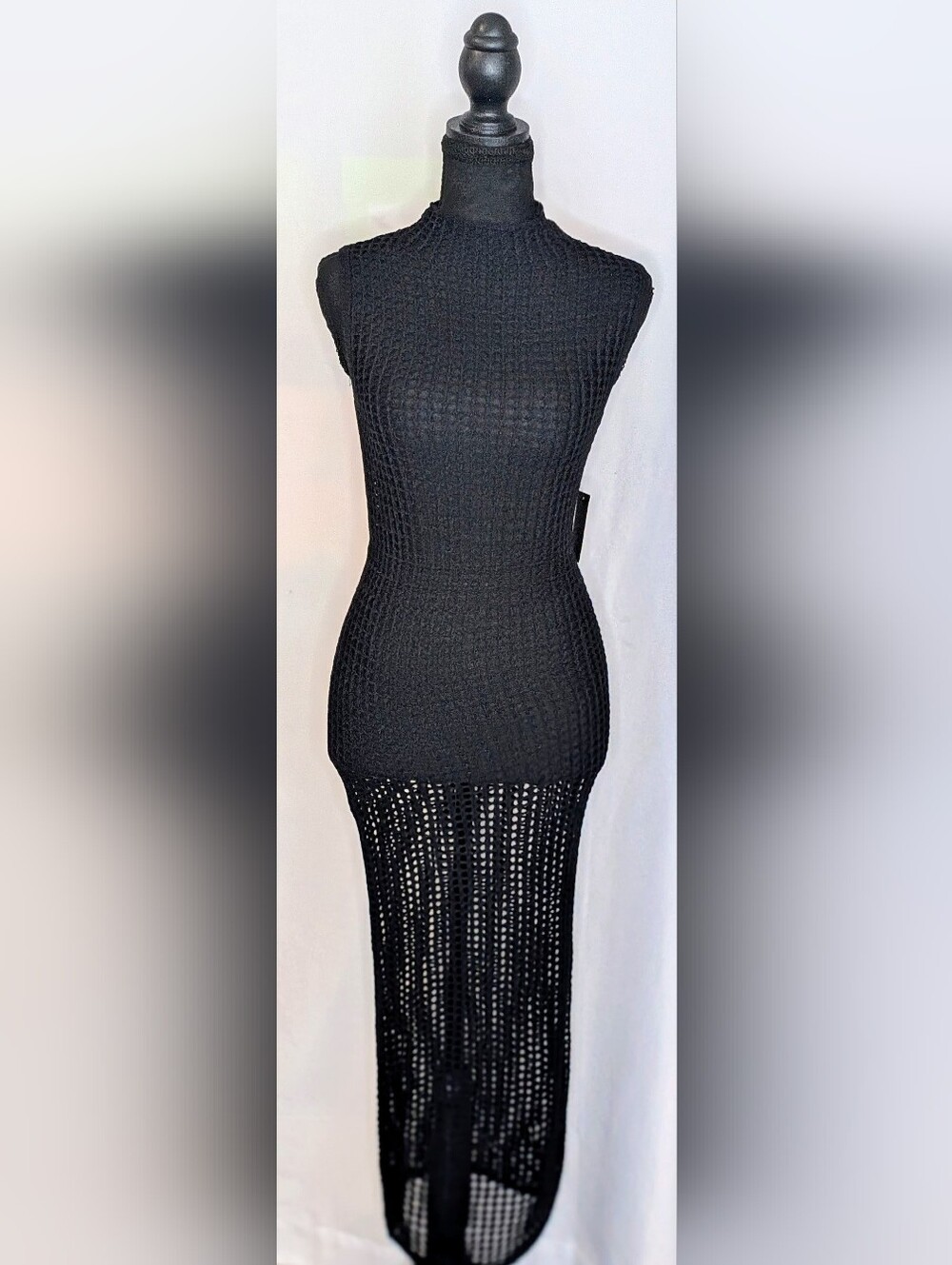 NWT JLUXLABEL Pacific Tides Crochet Maxi Dress Black XS Resort Vacation